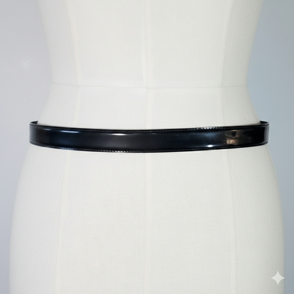 Crown Pacific 30-34" NEW Vintage Patent Leather Black Gold Buckle Triple Ring - Picture 3 of 9